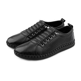 Teniși de damă din piele cu elastic Radana, negri