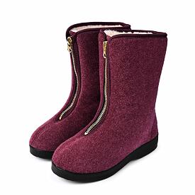 Botine din lână de oaie cu fermoar pentru femei roșu