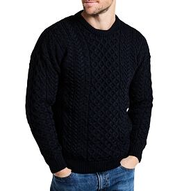 Pulover pentru bărbați din lână Merino cu model tradițional albastru închis