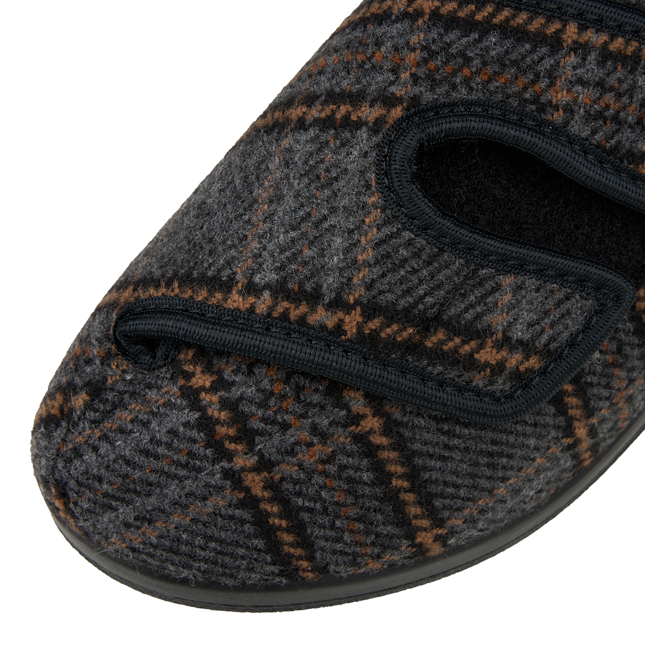 Încălțăminte cu curele izolată de damă cu lână de oaie cu velcro carouri gri