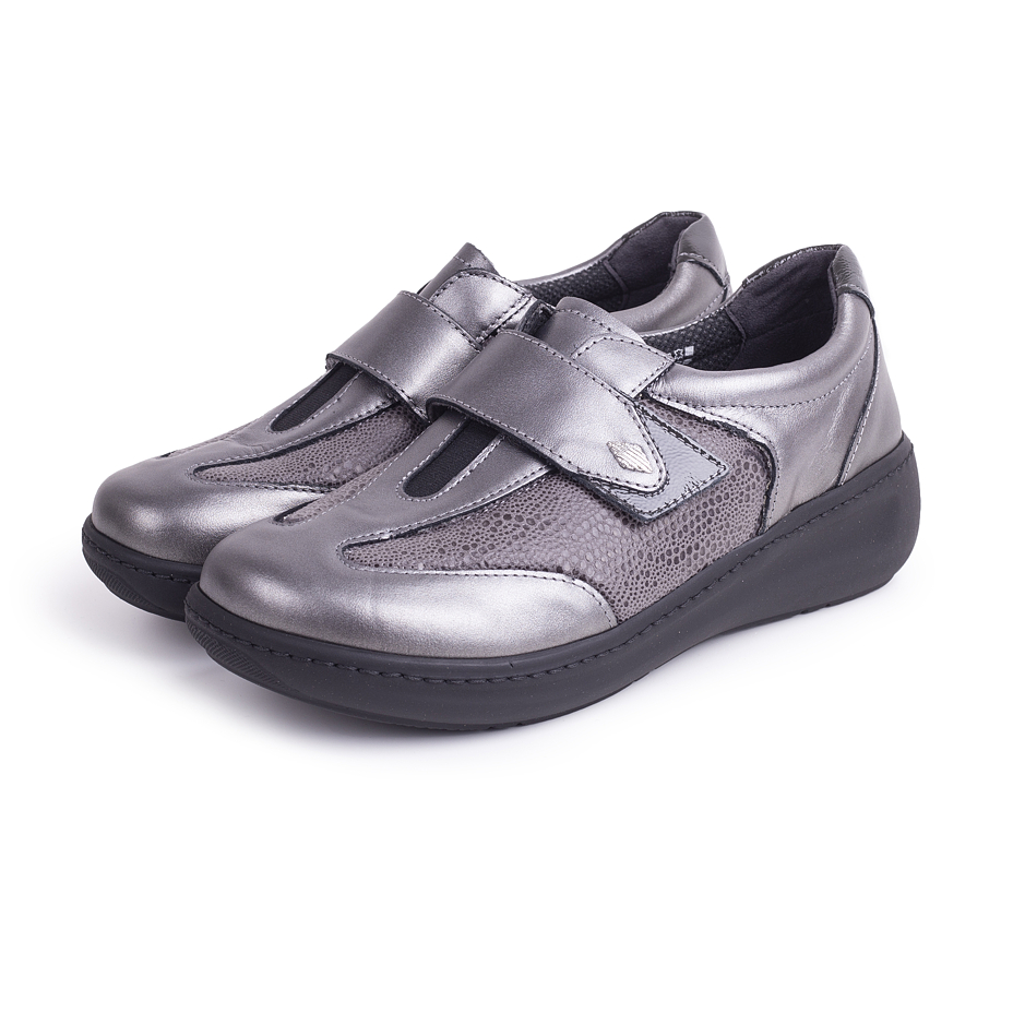 Pantofi joși din piele cu verclo pentru femei Dagmar gri