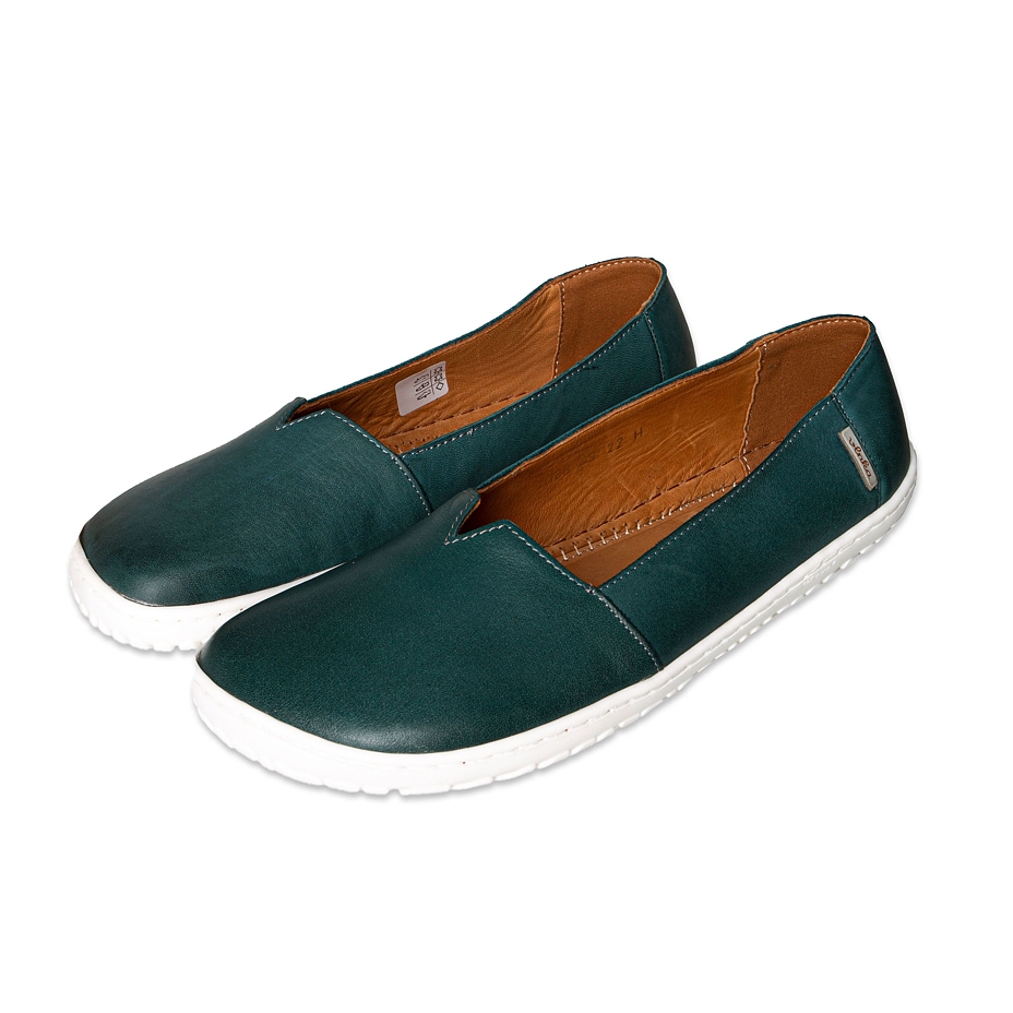 Balerini barefoot din piele pentru femei Odeta verde