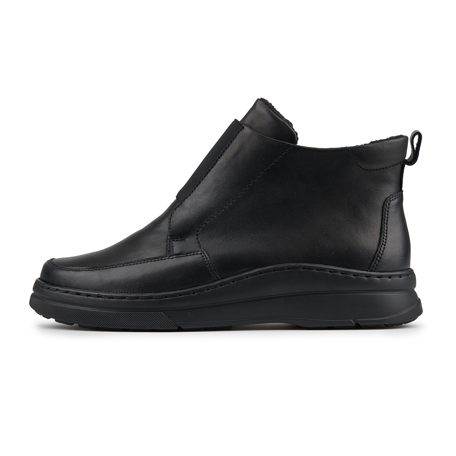 Pantofi din piele, de damă cu pâslă de lână Mia negru
