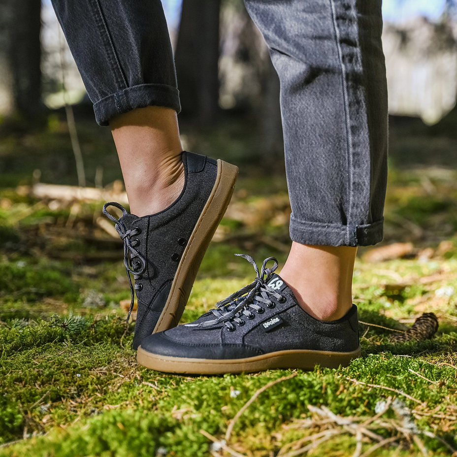 Adidași textile barefoot pentru femei Oxy negru