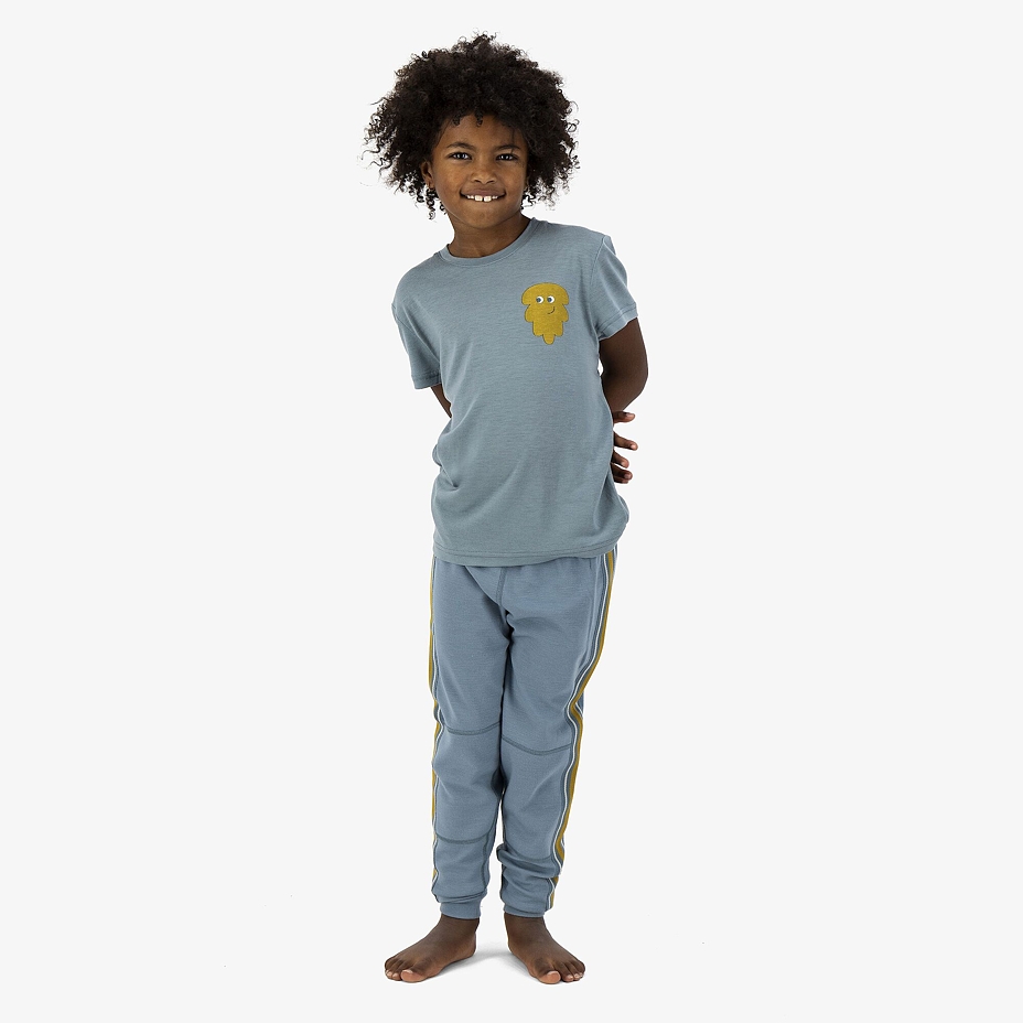 Tricou pentru copii cu lână Merino Piny Ulvang albastru