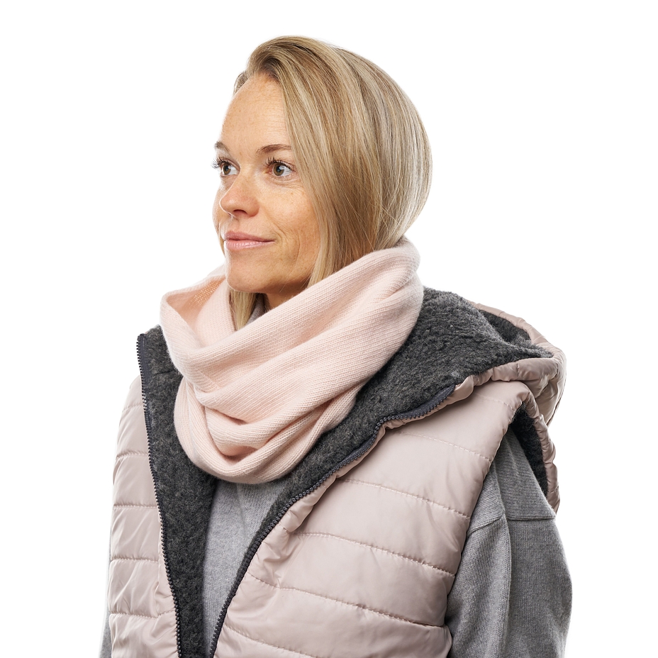 Fular tip guler din lână Supersoft Merino cu cașmir Komin roz deschis