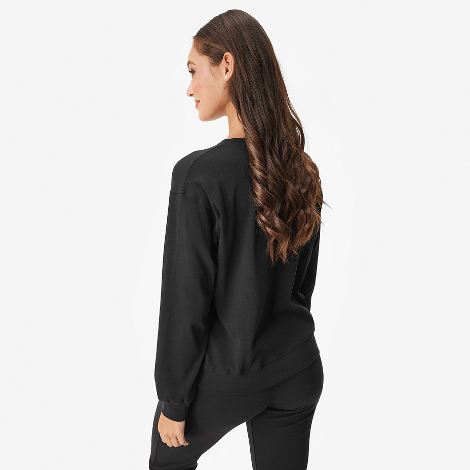 Pantaloni de trening de damă cu lână merinos pe elastic negri