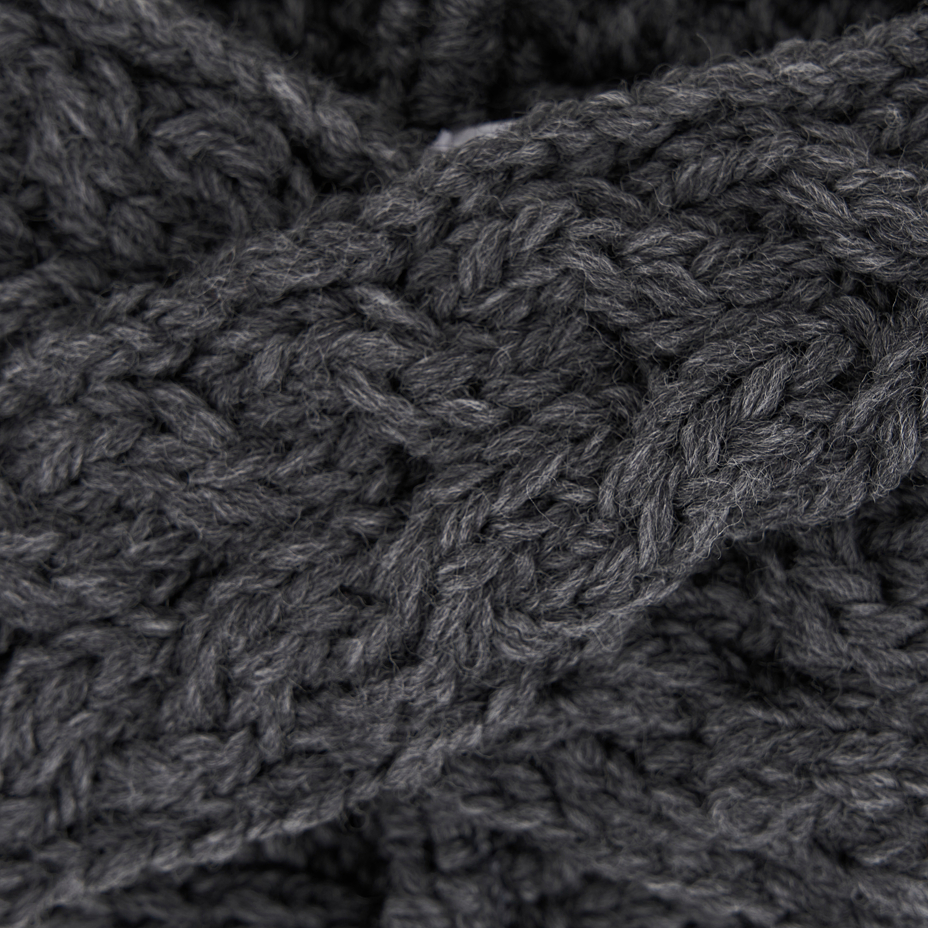 Bentiță încrucișată din lână Supersoft Merino gri închis