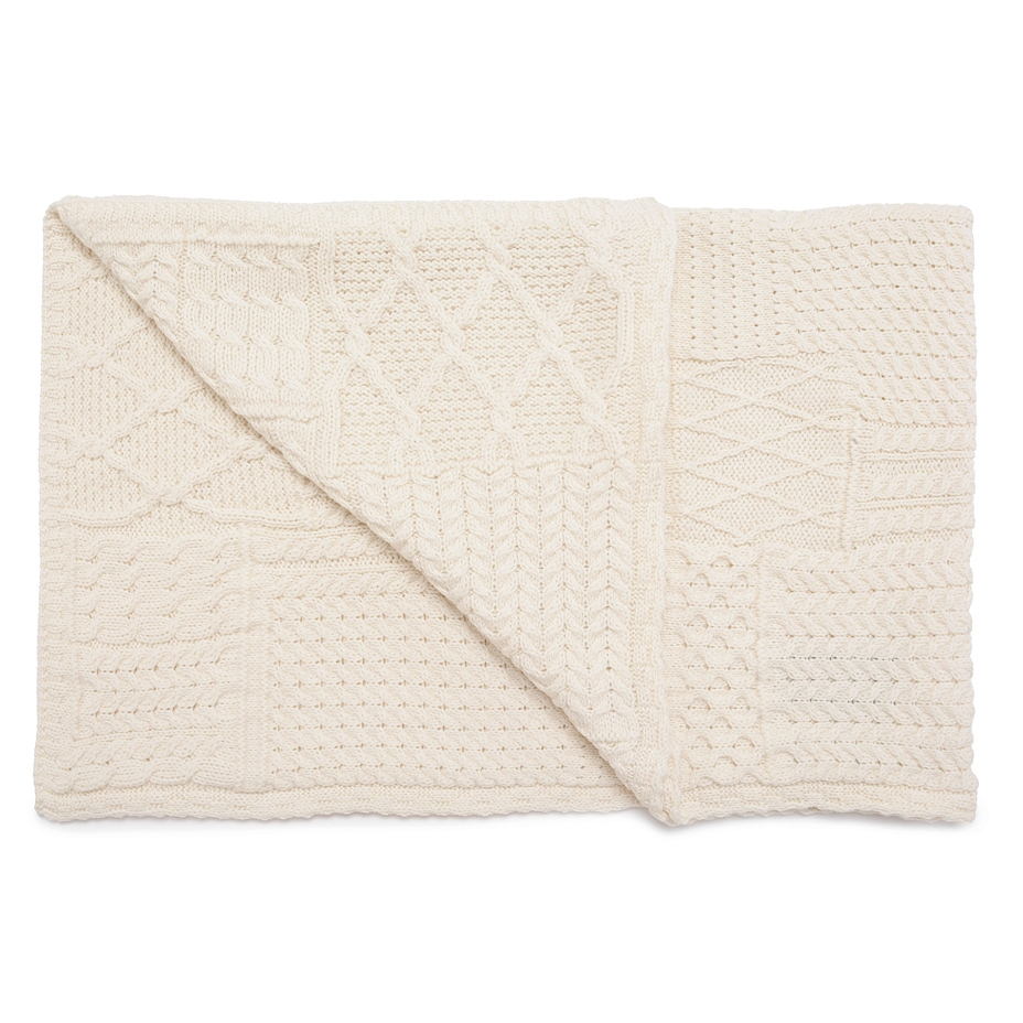 Pled tricotat din lână Merino natural