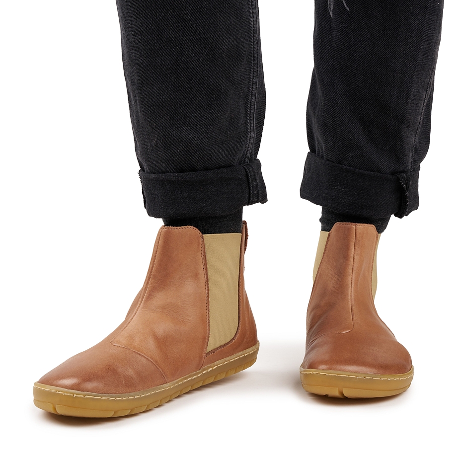 Pantofi de gleznă barefoot de damă din piele Ofelia maro