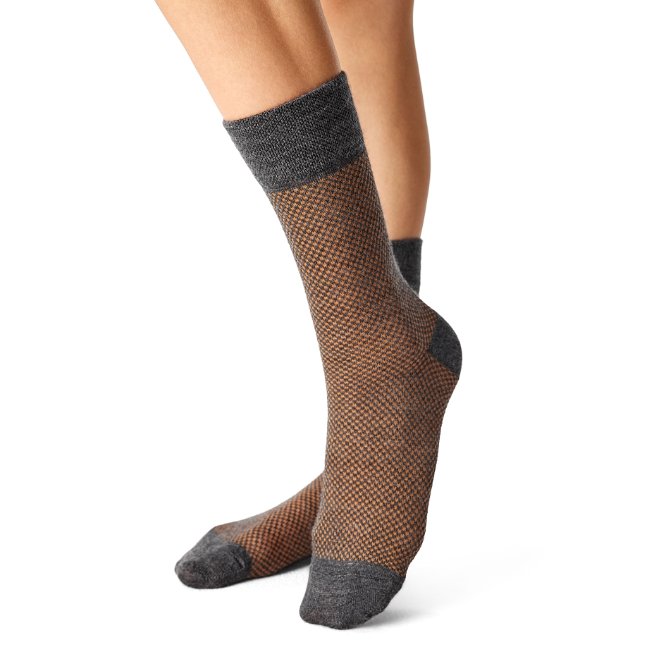 Șosete din lână Merino Jacquard portocaliu