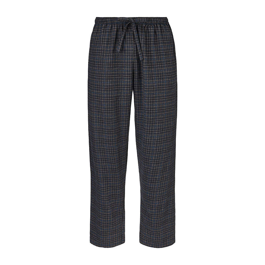 Pantaloni pentru bărbați din flanel cu carouri din lână Merino negru