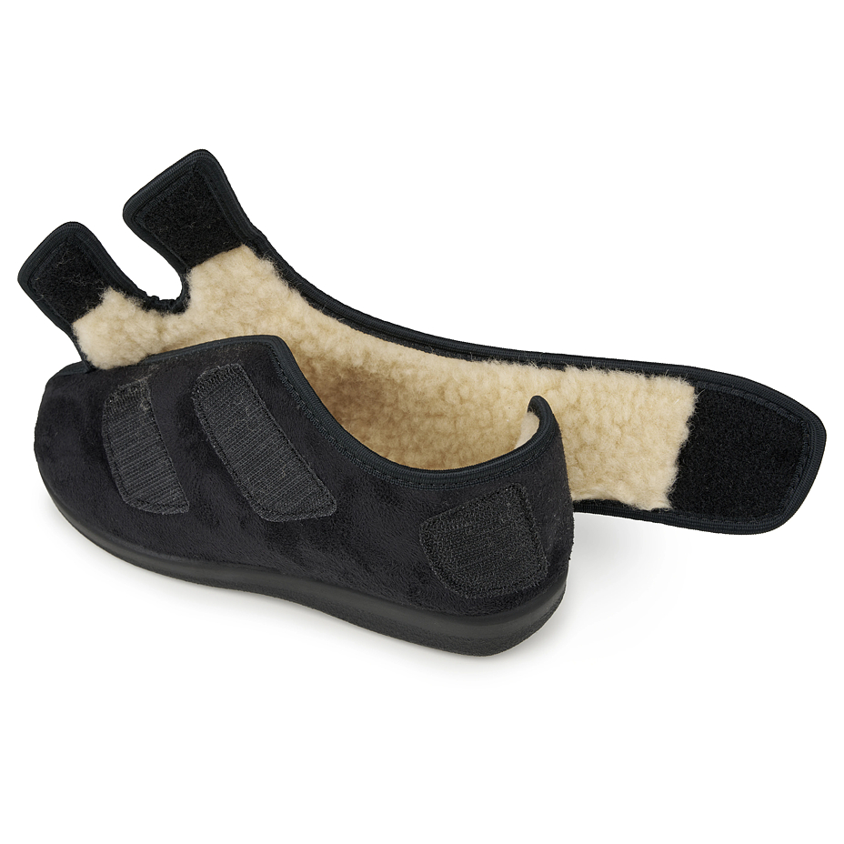 Încălțăminte cu curele izolată de damă cu lână de oaie cu velcro negru