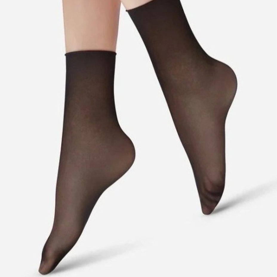 Șosete damă din nylon 30 DEN cu tiv liber, negru