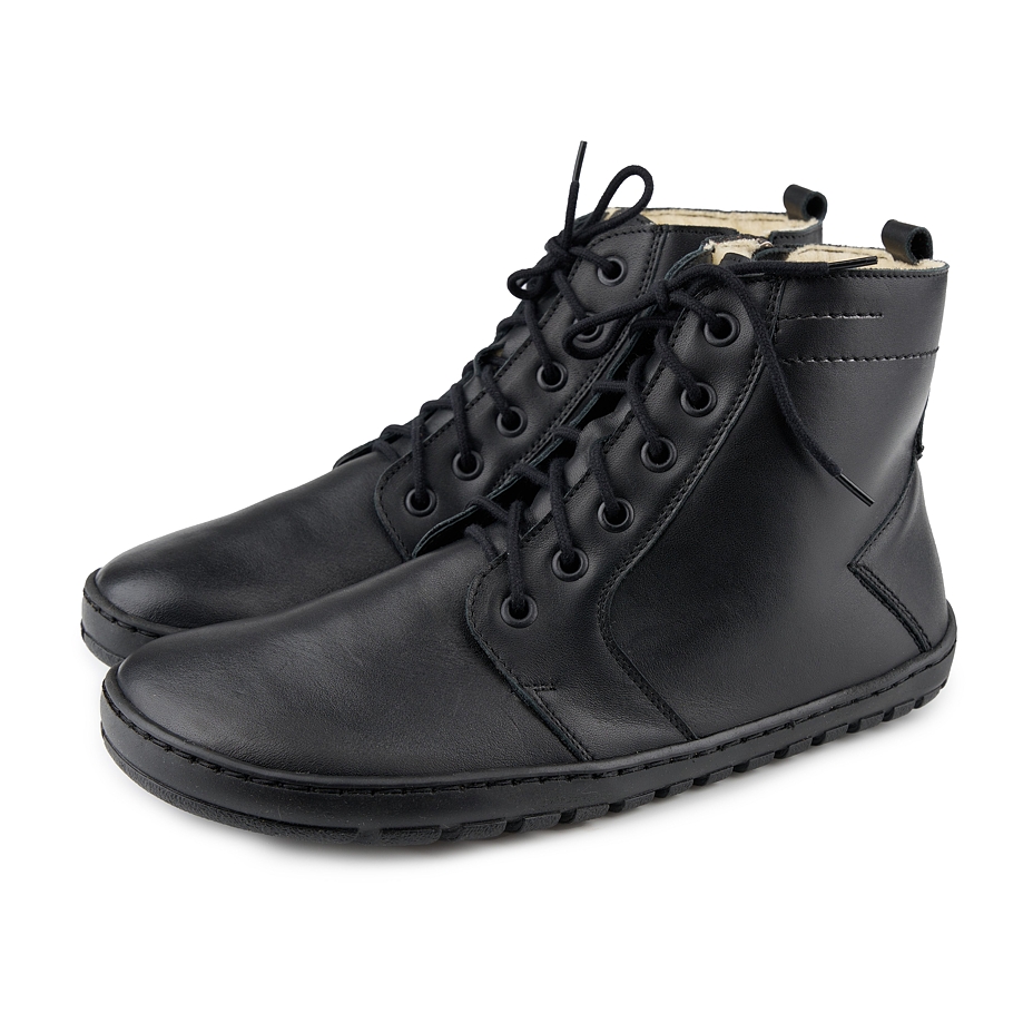 Botine barefoot de damă din piele Devon negru