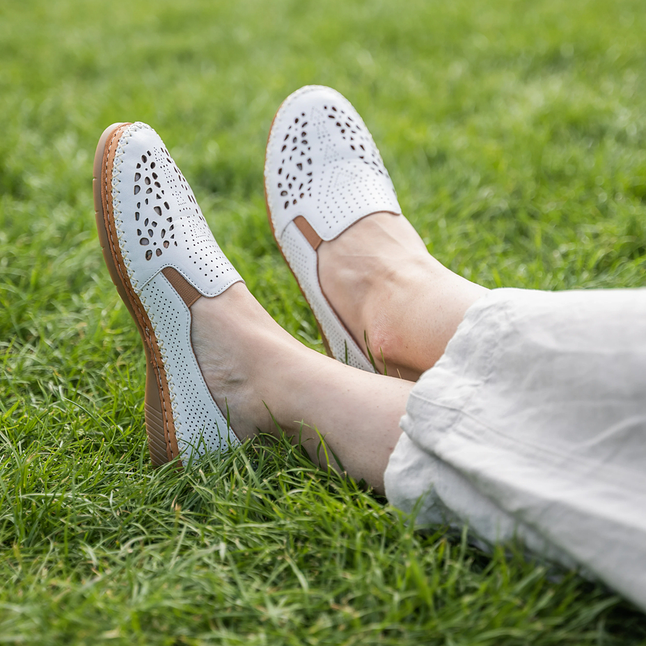 Botine din piele, de damă Fiona alb