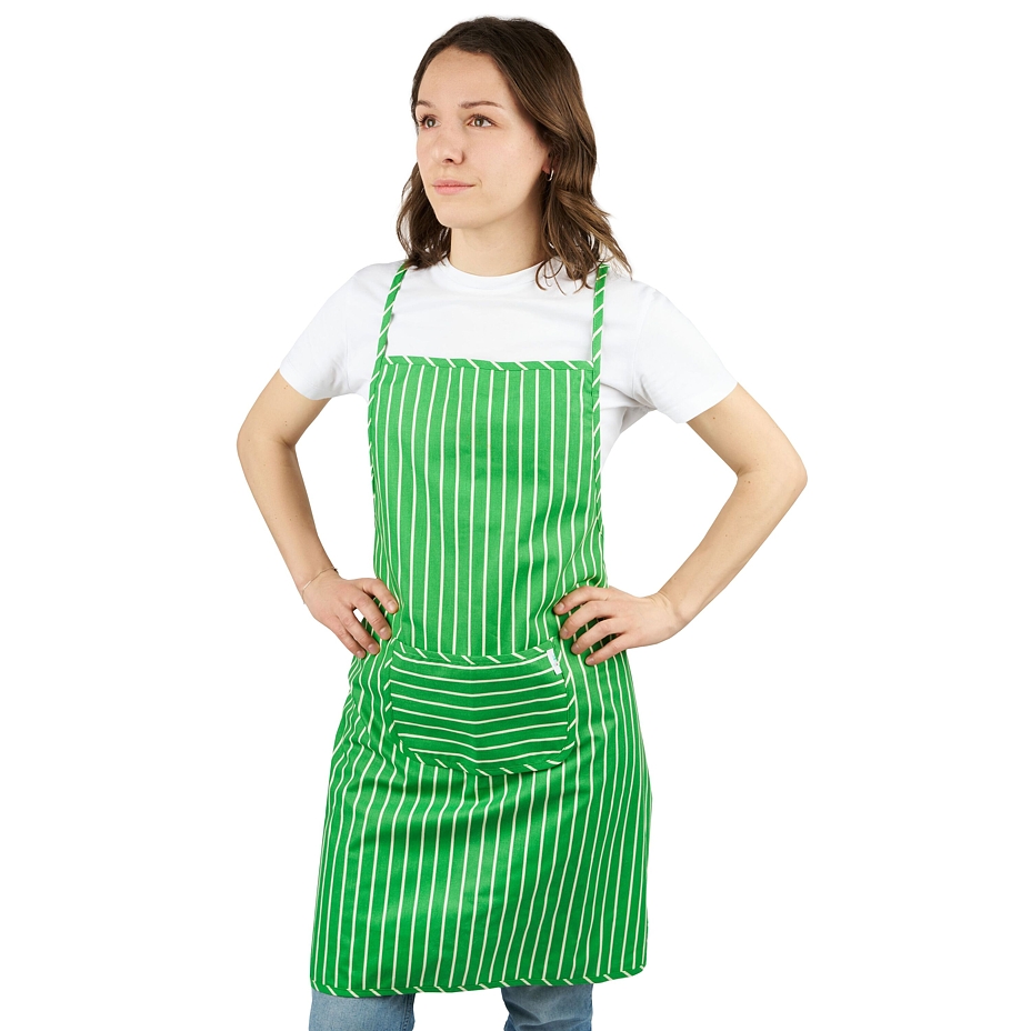 Șorț de bucătărie - cu dungi verde