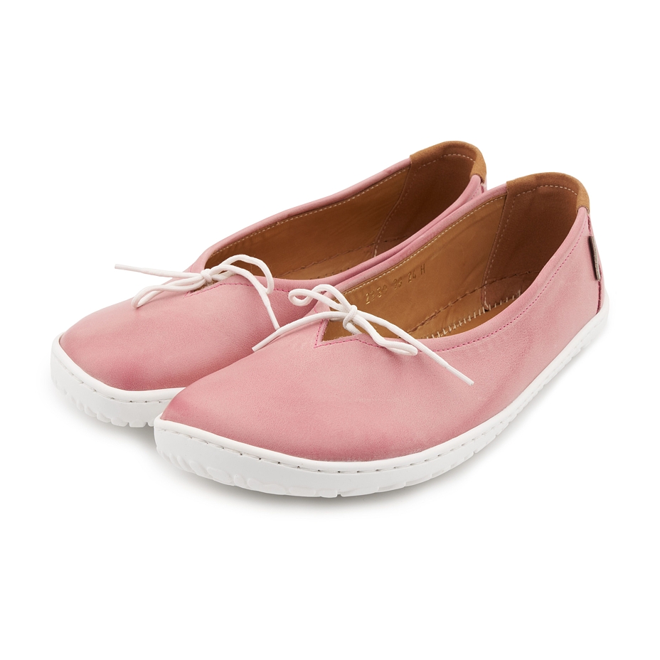 Balerini barefoot din piele Tamara roz