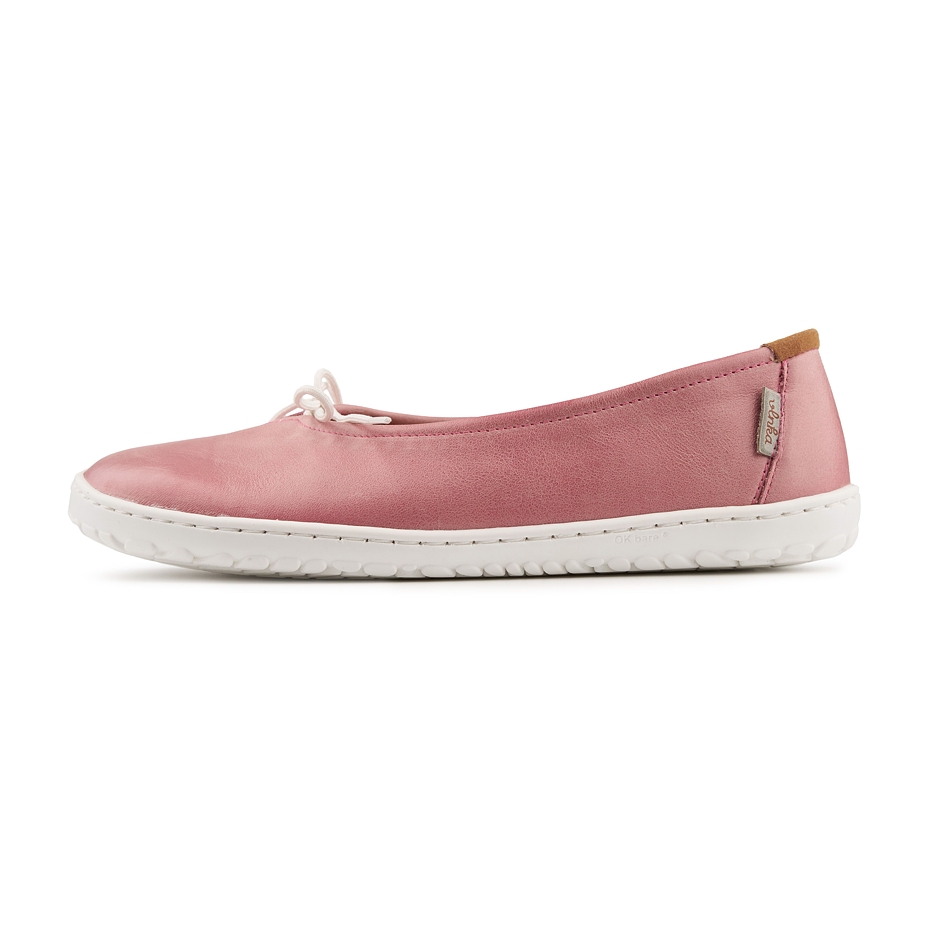 Balerini barefoot din piele Tamara roz