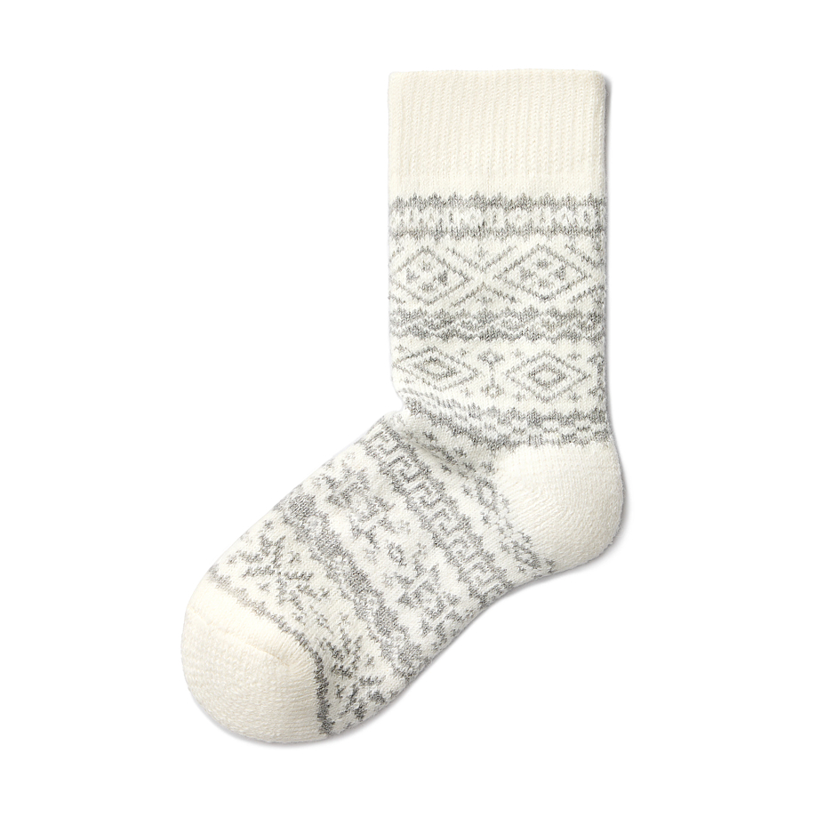 Șosete cu lână Merino cu model nordic - gri