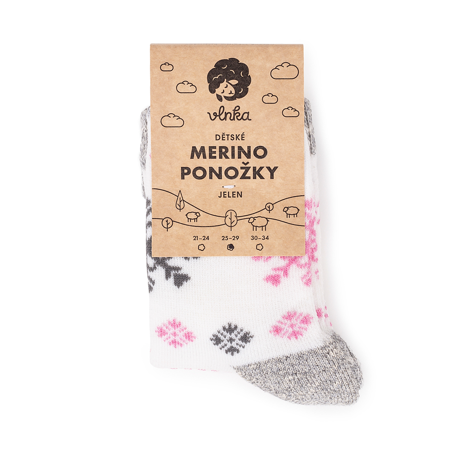 Șosete Merino "cerb" pentru copii - Roz